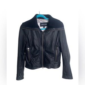 Guess Genuine Leather Bomber Jacket